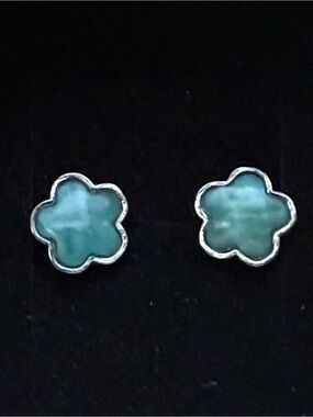 GIFT 🎁 IDEA Larimar Sterling Silver Stud Earrings, BN